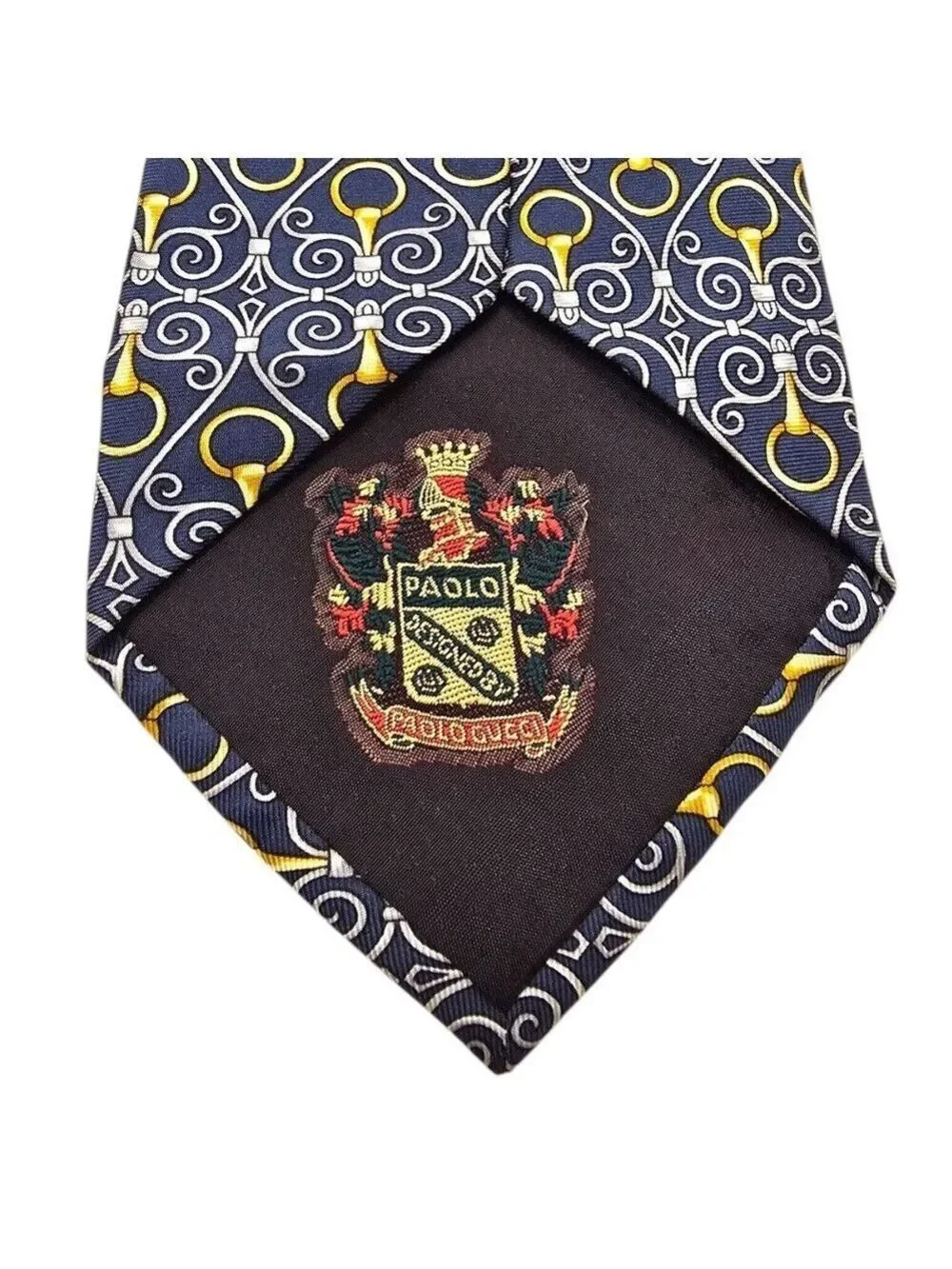 Paolo Gucci Vintage Hand Finished Italian Silk Horsebit Tie